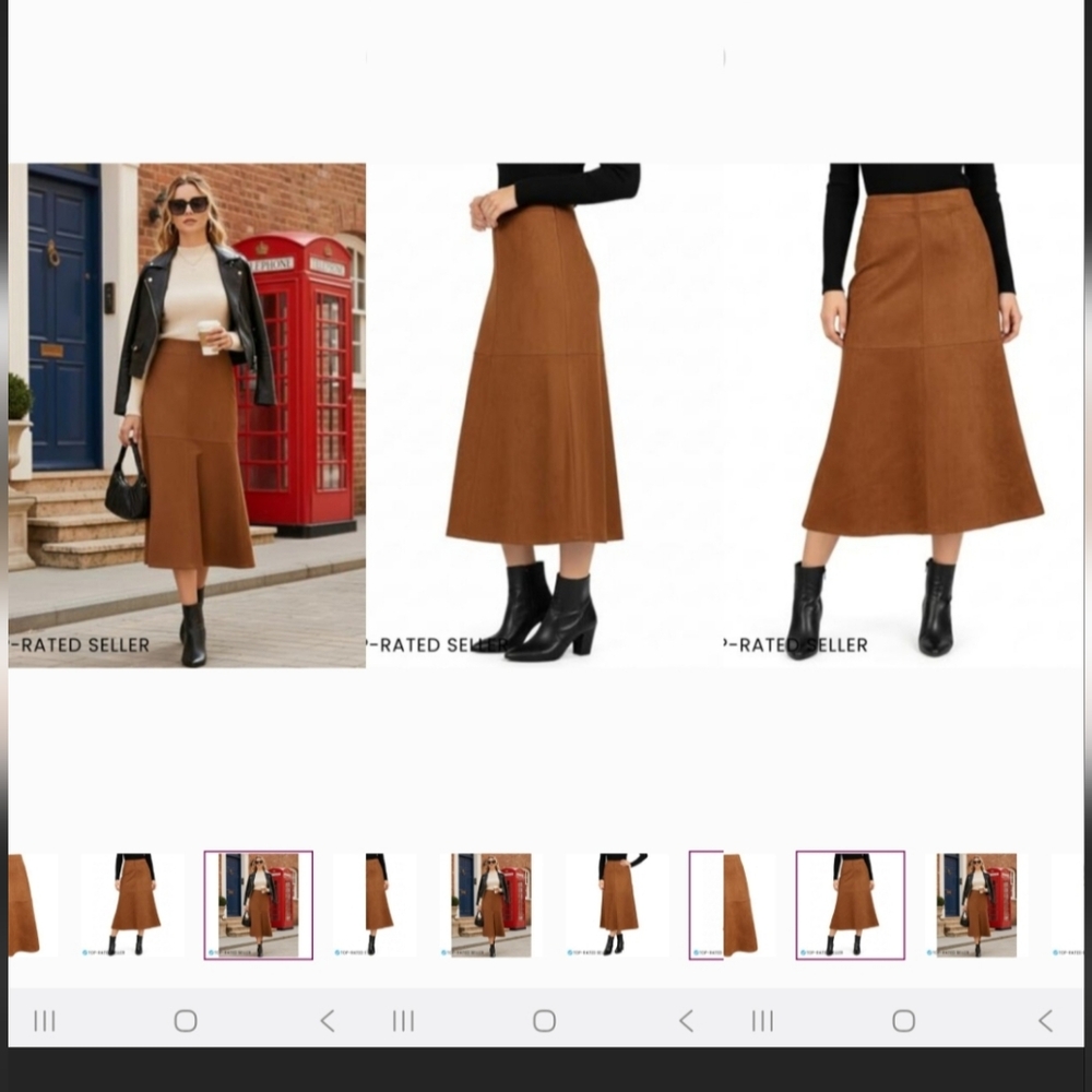 Max Studio Suede Autumn Skies Midi Skirt